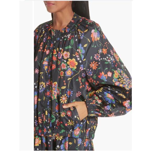 TIBI FLORAL PRINT ANORAK JACKET WITH DETACHABLE HOOD WATER REPELLENT WOMEN SZ L - Picture 3 of 15